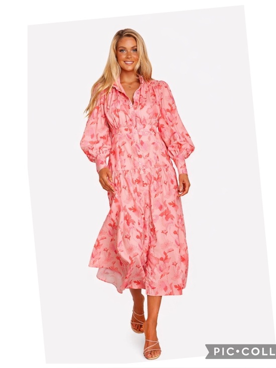 Petal & Pup Dresses & Skirts - Petal & Pup Forever Maxi Dress NWT Pink Floral Button Front Long Sleeve Romantic